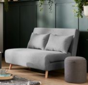(93/6J) RRP £295. Freya Brushed Sofa Bed Grey. Sofa : (H80x W122x D92cm). Bed : (H27.7x W122x L1...