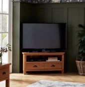 (108/R3) RRP £170. Norbury Oak Corner TV Stand. (H45x W90x D44cm)