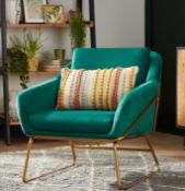 (106/2I) RRP £175. Evelyn Metal Frame Chair Emerald. (H75x W78x D69.5cm).