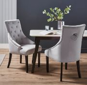 (38/5L) RRP £115. Annabelle Velvet Dining Chair Grey. (H102x W56x D72cm).