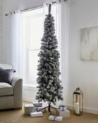 (112/Mez) Lot RRP £156. 2x Items. 1x Flocked Spruce Pine Christmas Tree RRP £59. 1x Pre-Lit