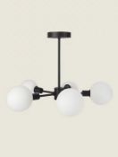 (91/7K) Lot RRP £90. 3x Items. 1x Black 5 Light Glass Sphere Ceiling Fitting RRP £60. 1x Natural