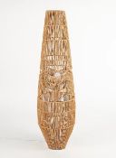 (63/6G) 2x Lighting Items. 1x Rattan Floor Lamp Natural RRP £55. 1x Curved Floor Lamp Chrome White