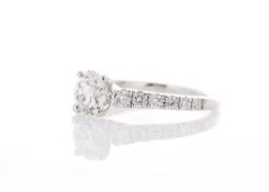 18ct White Gold Stone Set Shoulders Diamond Ring 1.47 Carats