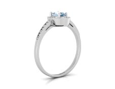 9ct White Gold Oval Cluster Diamond And Blue Topaz Ring