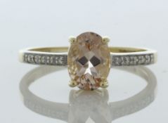9ct Yellow Gold Diamond And Morganite Ring (PM1.00) 0.04 Carats