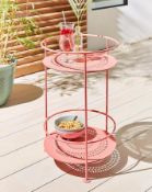 Title: (107/Mez) RRP £89. 2 Tiered Table Bright Coral. Dimensions: (H62x W40x D40cm). (No Box In
