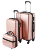 Title: (82/MR1C) RRP £110. 3 Piece Rose Gold ABS Luggage Set.Description: (82/MR1C) RRP £110. 3