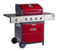 Title: (6/Mez) RRP £549.99. Outback Meteor 4 Burner Gas Barbecue Red. Dimensions: (1400 _ 600 _ 1180