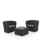 Title: (89/Mez) RRP £390. Rattan Effect Bistro Set Black. Dimensions: (Chair-H79.3x W68.1x D70.
