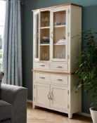 Title: (5/Mez) RRP £629. Norfolk Two Tone Oak and Oak Veneer Tall Display Unit In Cream & Oak.
