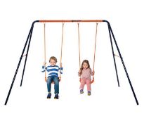 Title: (121/Mez) RRP £79. Hedstrom Gemini Double Swing. Dimensions: (H180x W272x D156cm).