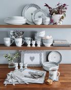 Title: (71/MR1F) RRP £125. 80 Piece Grey Heart Combo Dinnerset.Description: (71/MR1F) RRP £125. 80