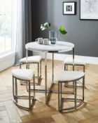 Title: (14/Mez) RRP £409. Milan Hideaway Space Saving Dining Set Marble Chrome. Dimensions: (H78x