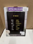 Global Gizmos Retro Peg Memo Board Grade U - RRP £10.99.