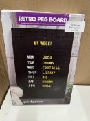 Global Gizmos Retro Peg Memo Board Grade U - RRP £10.99.