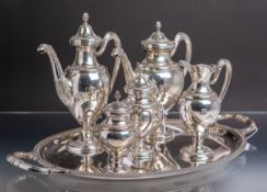 6-teiliges Kaffeeservice 800 Silber (wohl 19./20. Jh.)