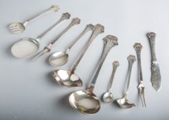 10-teiliges Konvolut von Silberbesteck m. Schmetterlingsdekor (H.C.F, Kopenhagen, Dänemark, Anfang 2