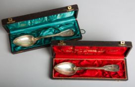 2-teiliges Set von Suppenlöffeln 800 Silber (Deutschland, 1. Hälfte 20. Jh.)