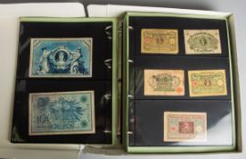 Album mit Banknoten (Kaiserzeit, 1. u. 2. WK)