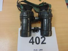 1X PAIR OF AVIMO L12A1 BRITISH ARMY SELF FOCCUSING 7X 42 BINOS NATO MARKED C/W FILTERS