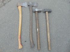 2 x Sledge Hammers & 2 x Axes