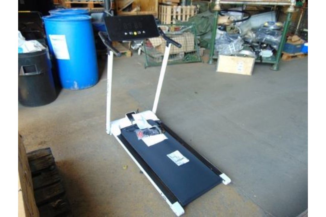 New Unused Compact 240 volt Fold up Tread Mill with Digital Controls, Programs, etc - Image 1 of 10