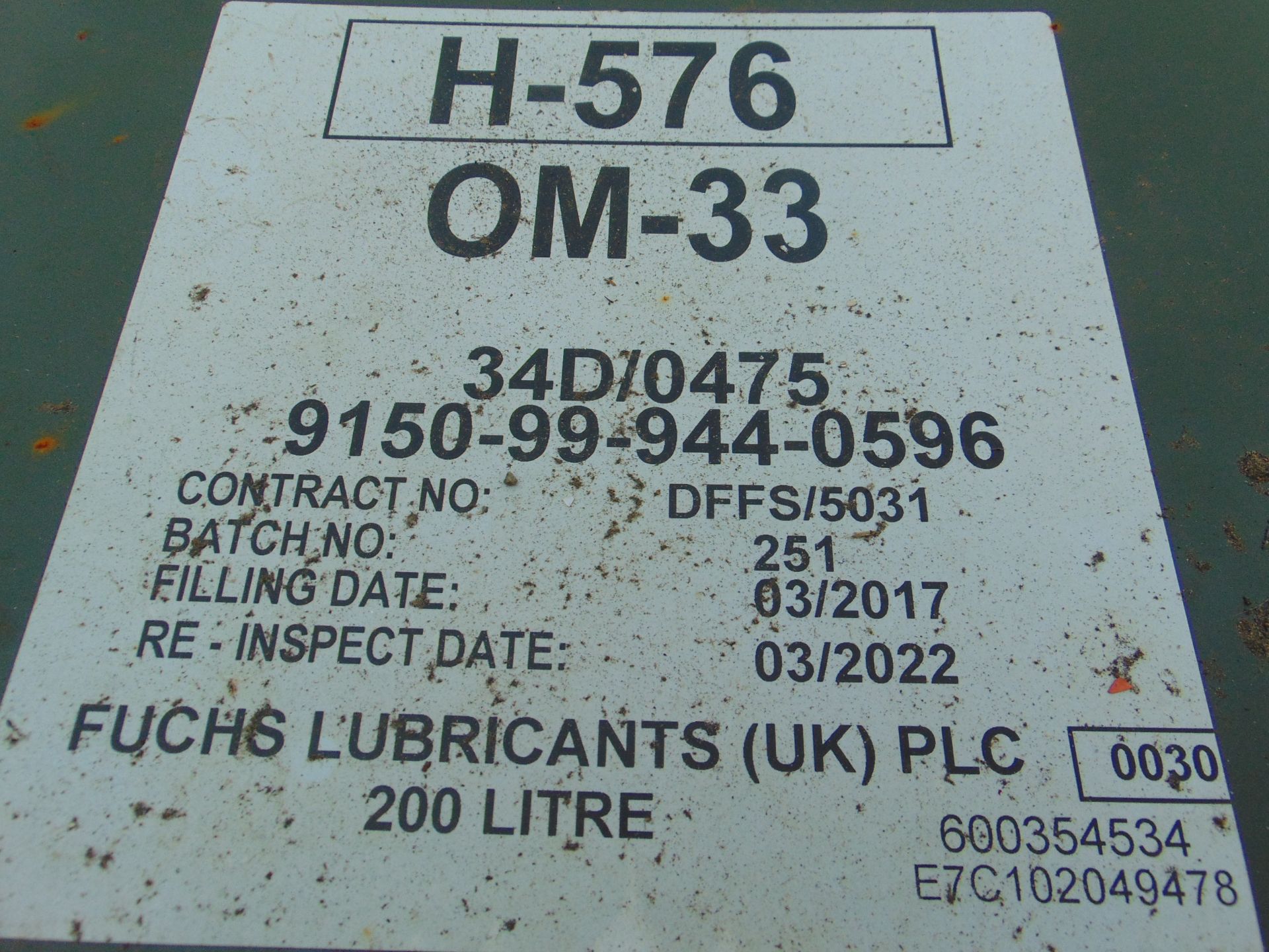 200 litres Barrel of OM-33 High Performance General Purpose Hydraulic Oil - Image 3 of 3