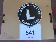 Cast Iron hand painted Titanic white star cabin sign 25cms dia