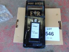 Cast Iron ER Letter box for wall mounting c/w key, Collection times etc 56 x 24 cm