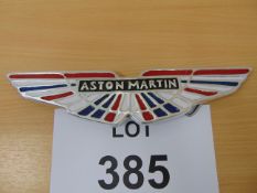 Aston Martin Polished Aluminium Hand Painted Hanging Sign, 34cms x 10cms
