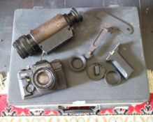 Russian image intensified night photographic kit with Zenit camera in case