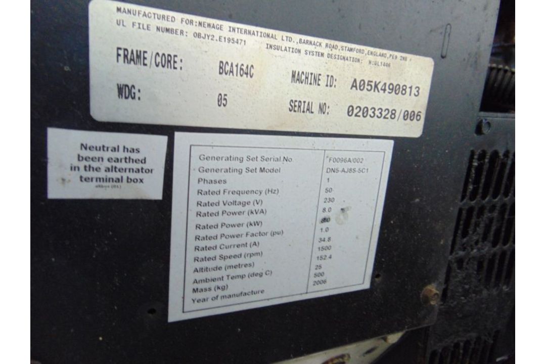 Containerised 8 KVA Lister Petter Diesel Generator - Image 12 of 13
