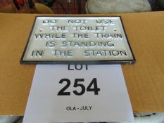 Cast Iron Railway Toilet sign 11 inches x 7.5 Inches