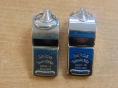 2X ACME THUNDER BRITISH ARMY SERVICE WHISTLE. BROAD ARROW MARKED
