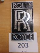 CAST ALUMINIUM ROLLS ROYCE HANGING SIGN. 29CMS X 7 CMS
