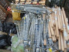 1 x Stillage of Steel building ties, mattock handles new unissued as shown