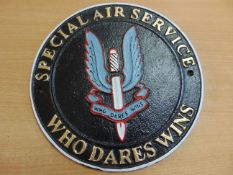 CAST IRON HAND PAINTED ROYAL ENGINEERS WALL PLAQUE NEW 25CMS DIA.