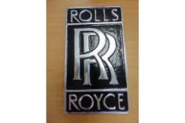 POLISHED ALUMINIUM ROLLS ROYCE HANGING SIGN 29 X 16CMS