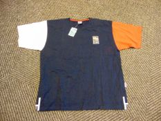 2x Tetley's Bitter Official Beer of England Rugby Navy Red V Neck T Shirt NEW XL