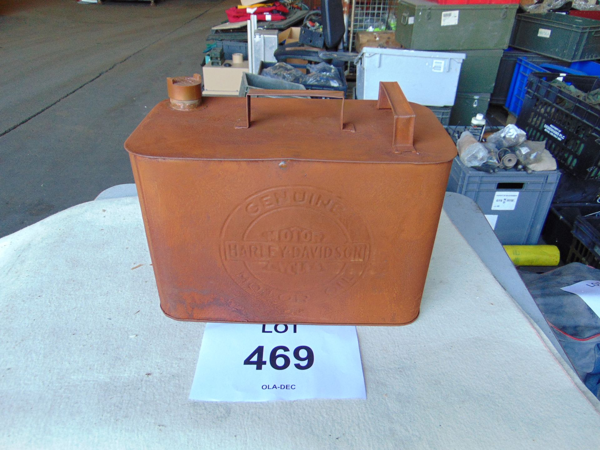 Very Unusual Harley Davidson 2 Gall Fuel Can with Brass - Image 4 of 5