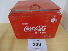 OLD GALVANISED COCA COLA COOL BOX C/W OPENER ETC 46 CM X 37 CM X 38 CMS.