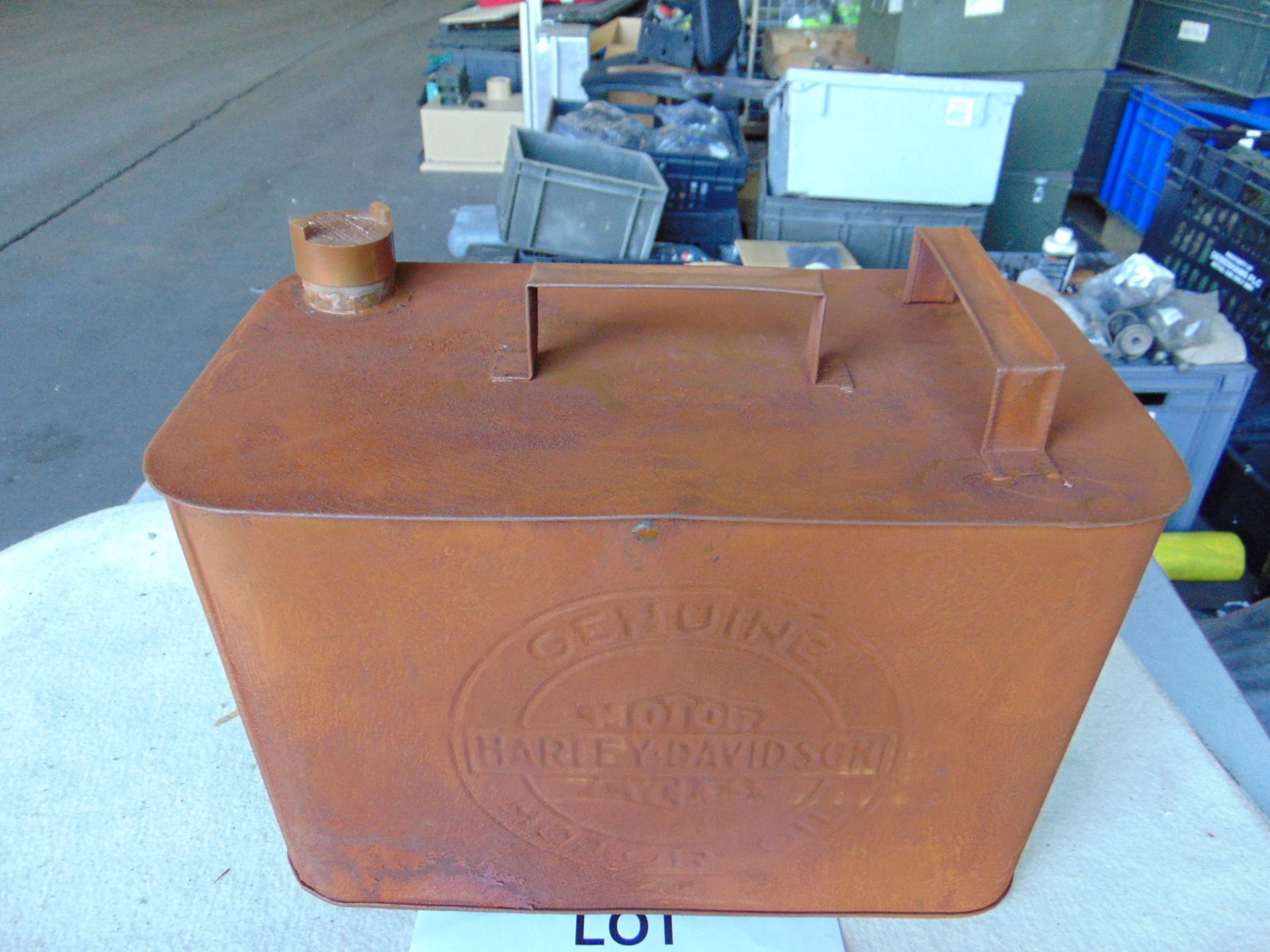Very Unusual Harley Davidson 2 Gall Fuel Can with Brass - Image 3 of 5