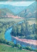 Julian Halsby (b. 1948), THE ORB VALLEY, TOWARD ROQUEBRUN, oil on board