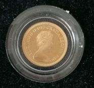 A QEII gold full sovereign in original packaging, 1979