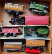 A Hornby Meccano 'O' gauge train set No 501, passenger set with clockwork LMS loco, in working order