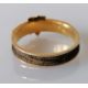 A Victorian gold mourning ring with pearl-set and enamel decoration, surrounded by plaited hair, unm - Image 3 of 4