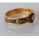 A Victorian gold mourning ring with pearl-set and enamel decoration, surrounded by plaited hair, unm - Image 4 of 4