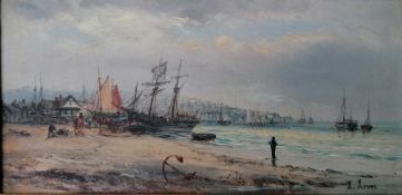 L. Lewis, COSTAL SCENES, oil on canvas, each 19 x 39 cm, framed and signed (2)