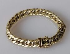An Italian yellow gold flat curb-link bracelet by Chiampesan, hallmarked, 24.6g
